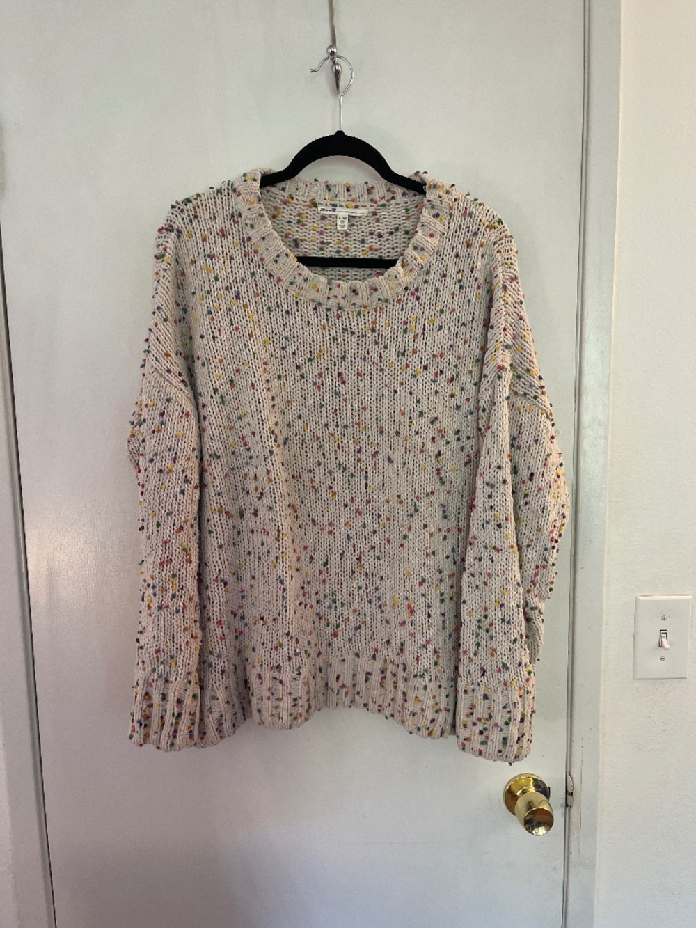 Seven xl sweater tan with multiple color dots
